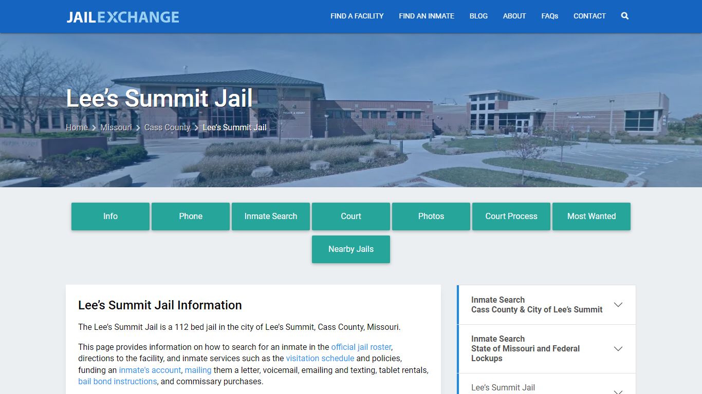 Lee’s Summit Jail, MO Inmate Search, Information